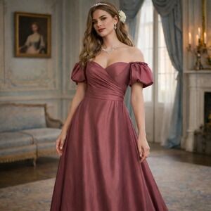 Off Shoulder Gown Cosplay Theater Regency Formal Dress Plus Size 2X approx Mauve